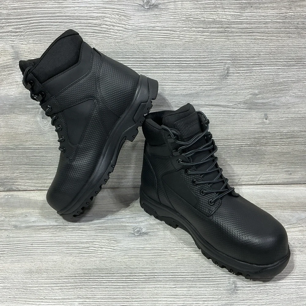 Dunham 8000Works Black Waterproof Work Boots Men's 10 6E Wide Oil Resistant NEW